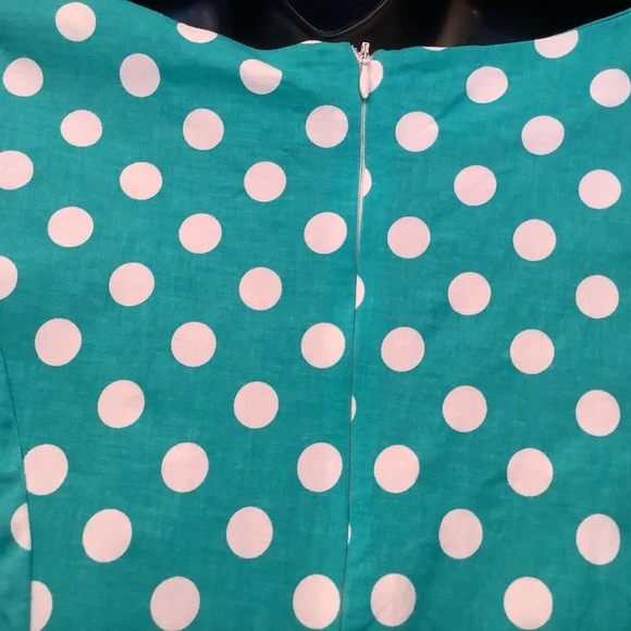 Sisjuly Dress Women’s Size Large Ruffle Sleeves Polka Dot Turquoise White - Picture 4 of 14